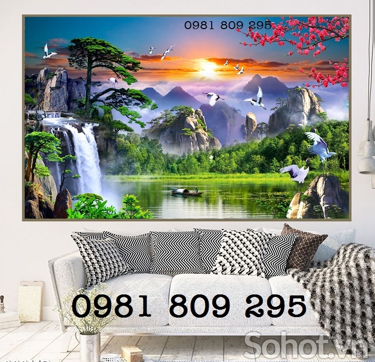 Tranh gạch gạch ốp tường phong cảnh trang trí