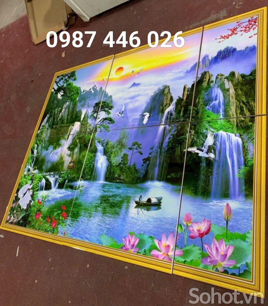 Gạch 3d ảnh thực tế tranh thác nước