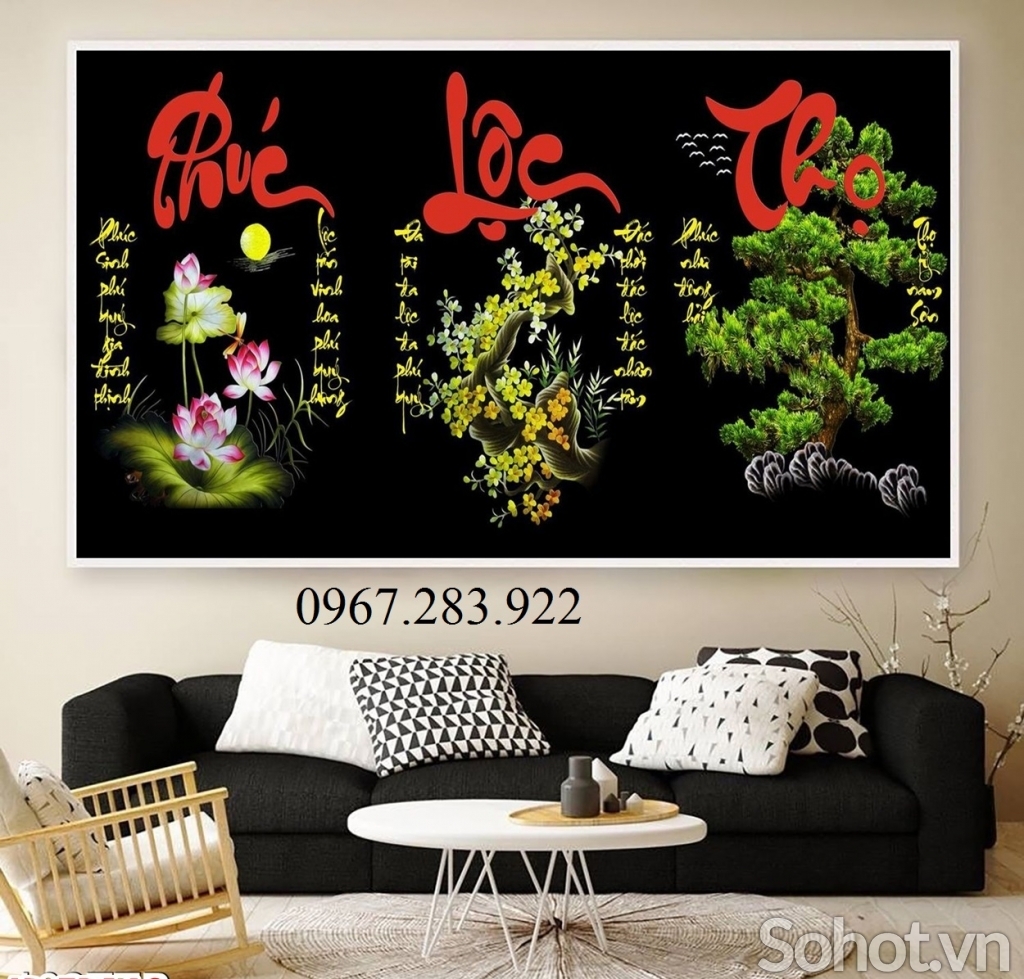 Gạch  3D- Tranh phong thuỷ Phúc Lộc Thọ