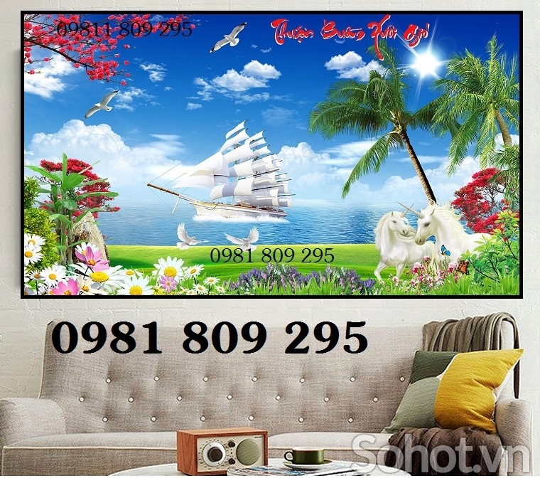 Gạch tranh 3d thuyền - thuận buồm xuôi gió