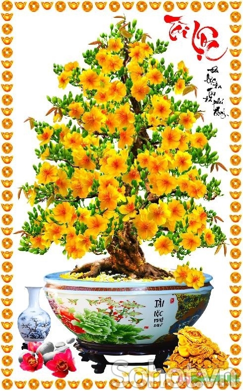 Tranh gạch 3d cây mai vàng - ,XBV68