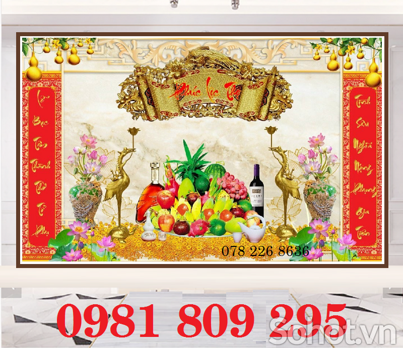 Gạch tranh ốp tường 3d phòng thờ Hn9393