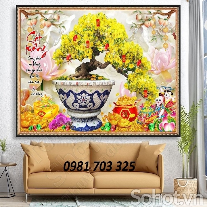 Tranh gạch 3d hoa mai trang trí