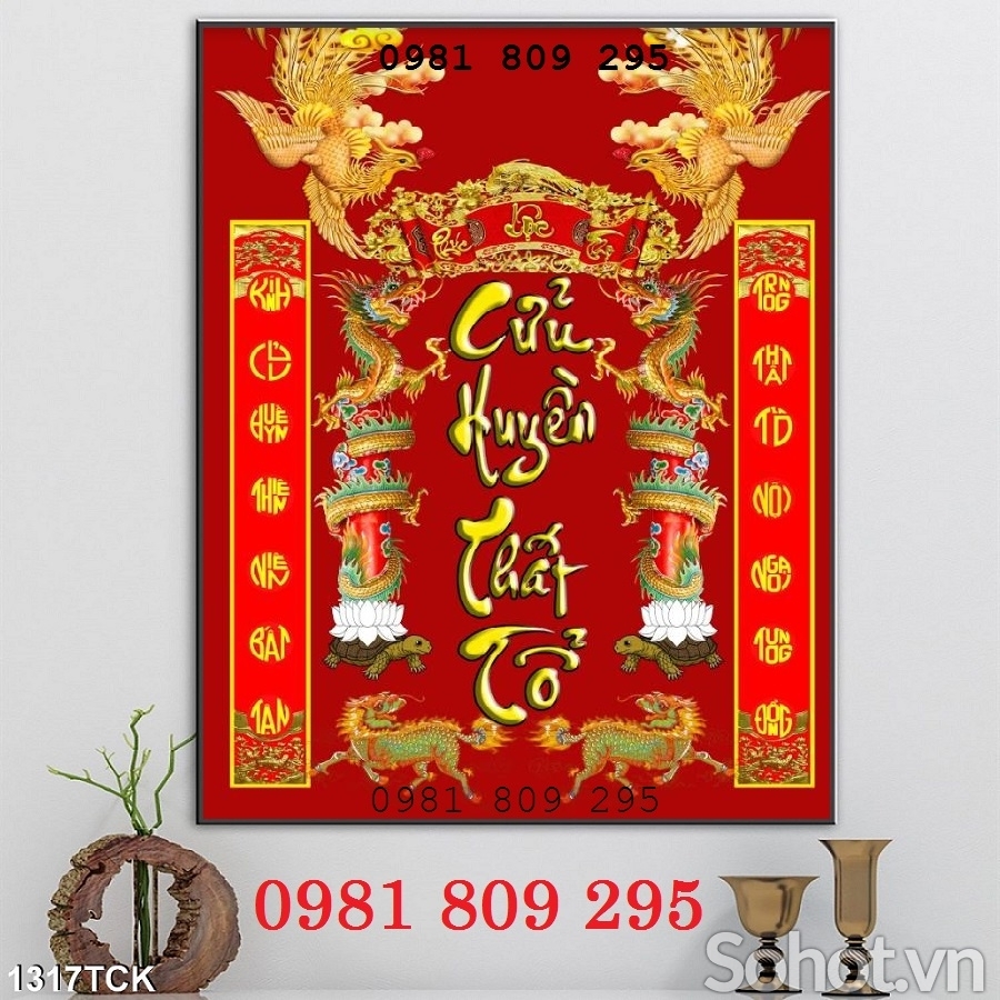 Tranh gạch phòng thờ- gạch trang trí Cửu Huyền thất tổ