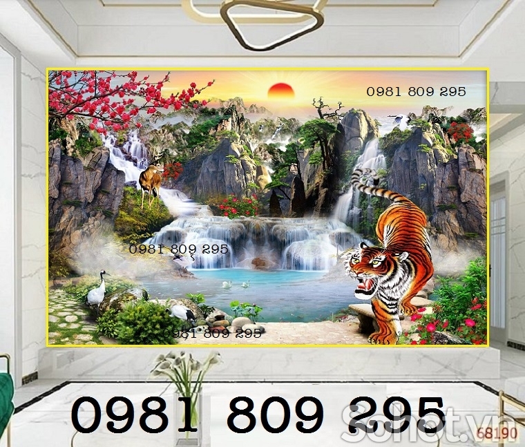 tranh hổ 3d - gạch tranh phong thủy