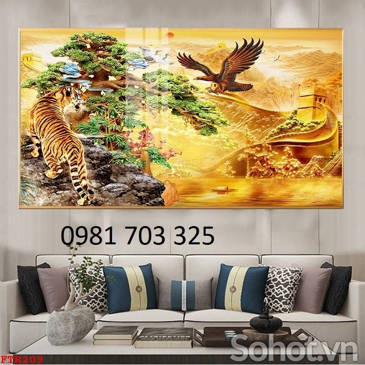 Tranh gạch hổ 3D trang trí