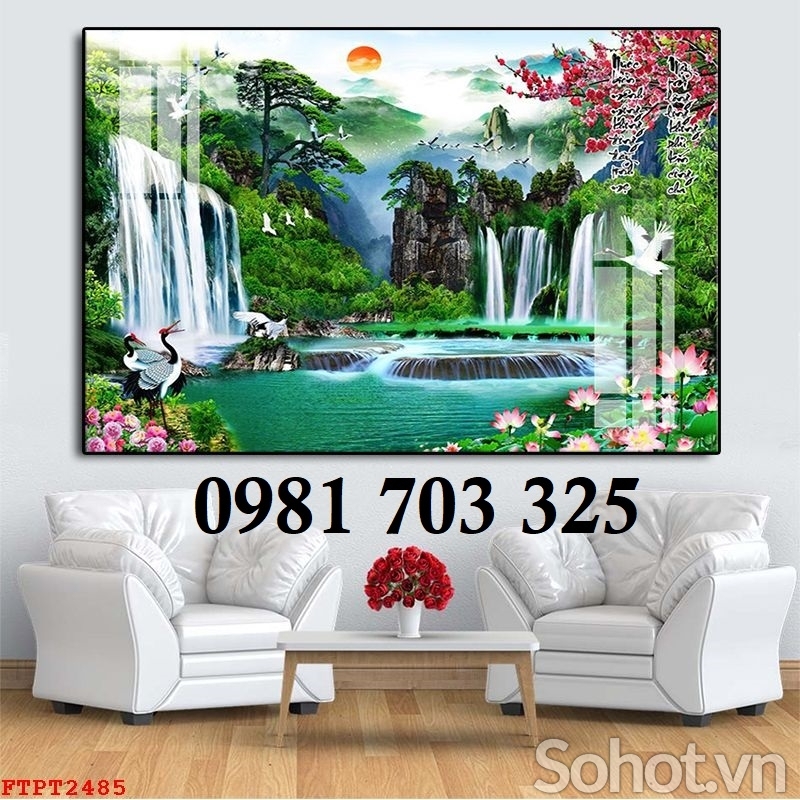Gạch tranh 3D phong cảnh sơn thủy hữu tình