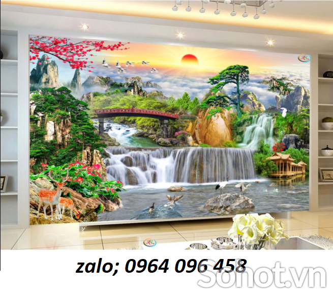 Tranh gạch 3d phong cảnh sơn thủy hữu tình - MNN77