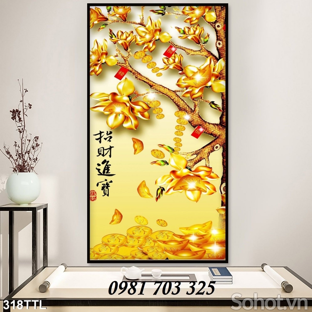 Tranh gạch kim tiền tài lộc 3D