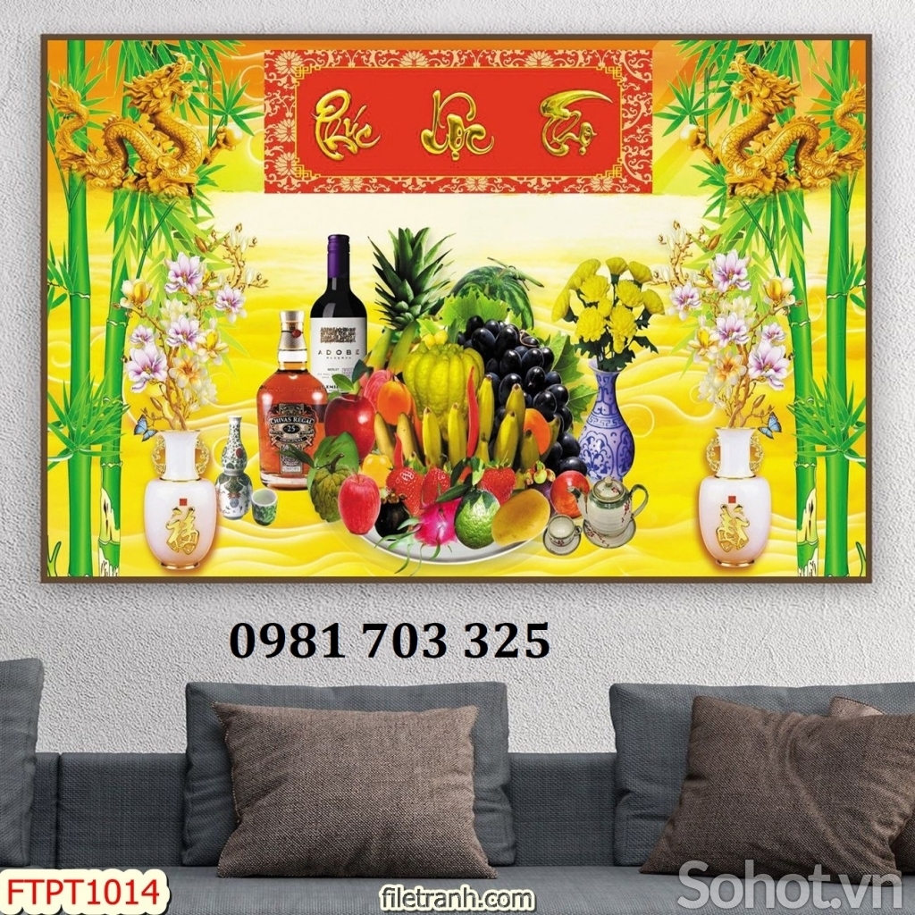 Tranh gạch phòng thờ dán tường