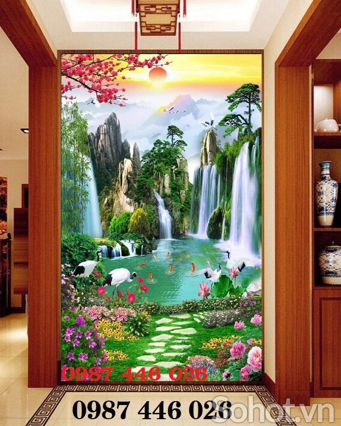 Tranh gạch men thác nước HP2