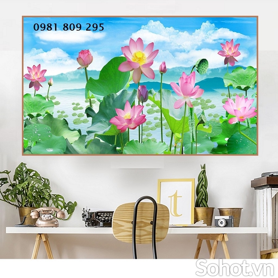 Gạch trang trí 3d hoa sen đẹp HP325