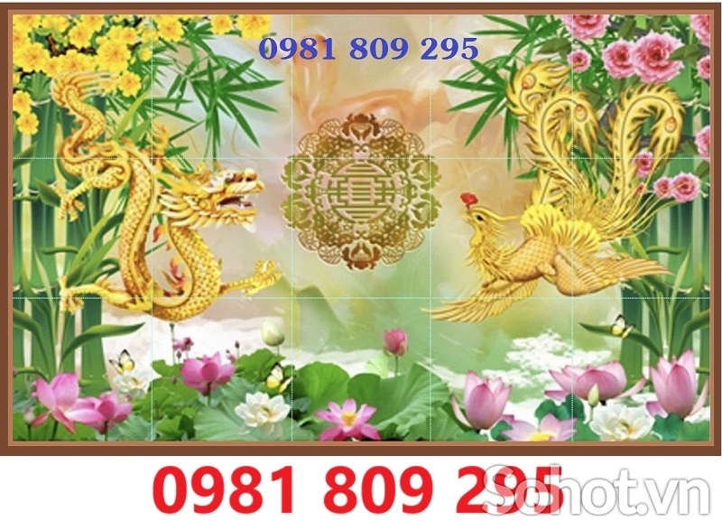 Gạch tranh , gạch men, ốp tường trang trí rồng phượng