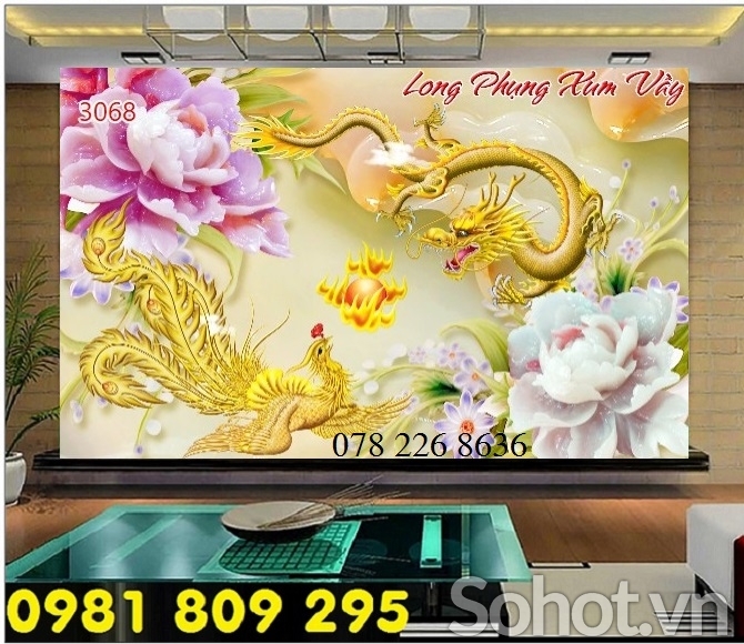 Gạch tranh 3d , tranh long phụng