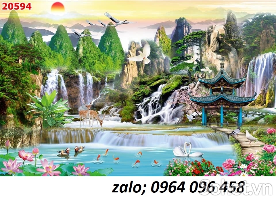 Gạch tranh phong cảnh đồng quê 3d - VCB77