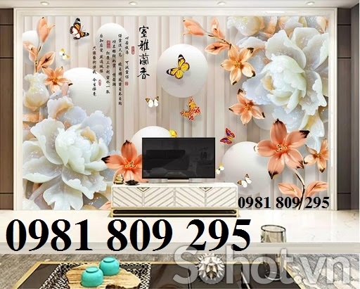 Gạch tranh - tranh 3d mẫu đơn