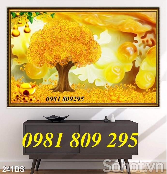 Tranh gạch men 3d cây tiền vàng sứ ngọc