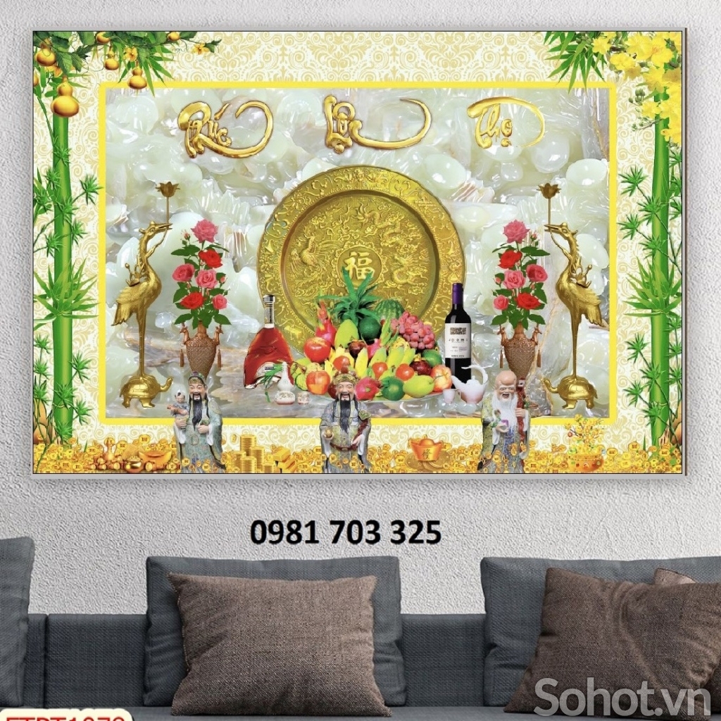 tranh 3D phòng thờ, gạch tranh ốp tường
