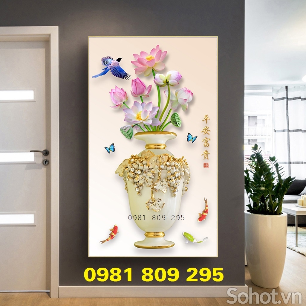 Tranh gạch bình hoa trang trí tường HG543