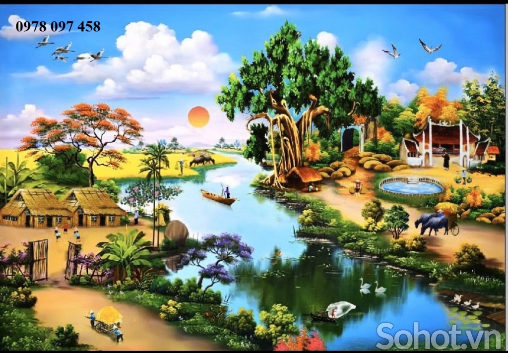 Tranh gạch 3d - tranh phong cảnh hữu tình - Trà Vinh 