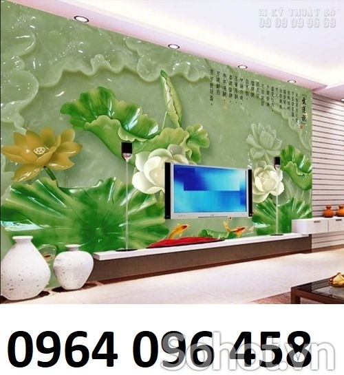 Tranh hoa sen 3d - tranh gạch 3d hoa sen - 74XP