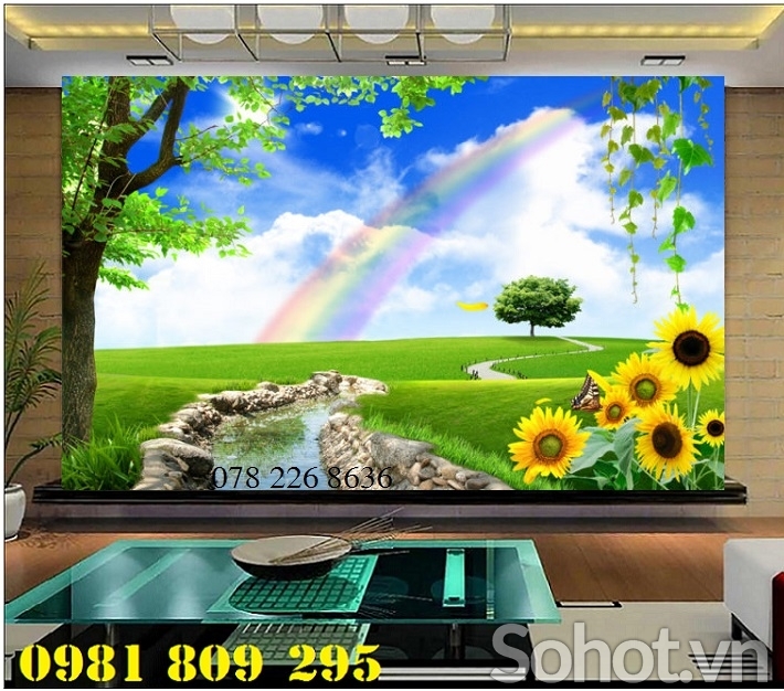 Tranh phong cảnh- gạch tranh 3D cảnh vườn hoa