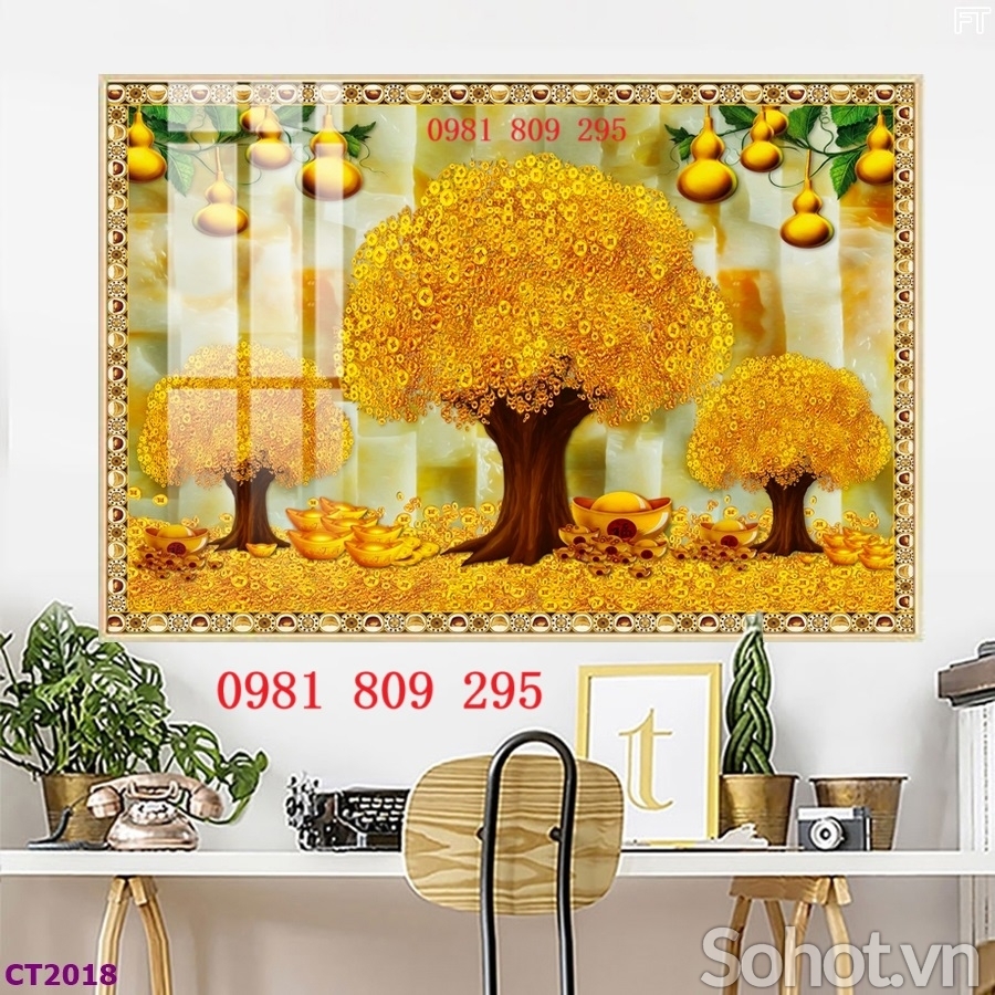 Tranh gạch 3d kim tiền mới HQ8338