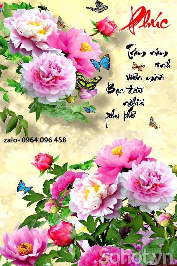 Tranh gạch 3d hoa mẫu đơn - XNVD33