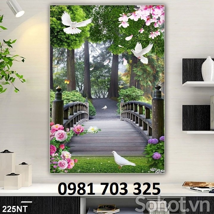 Tranh gạch khổ đứng 3D trang trí đẹp