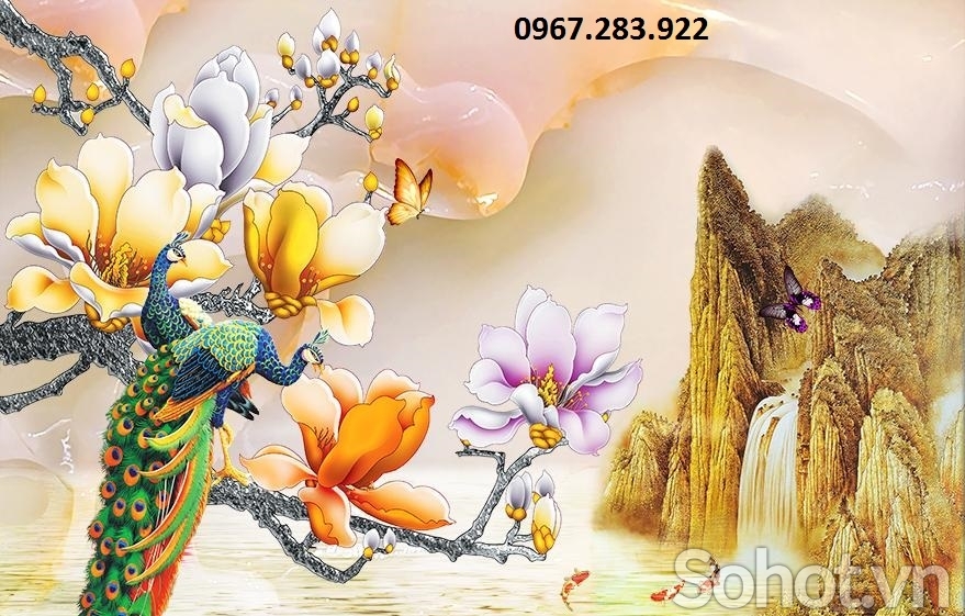 Tranh 3D- Tranh chim công