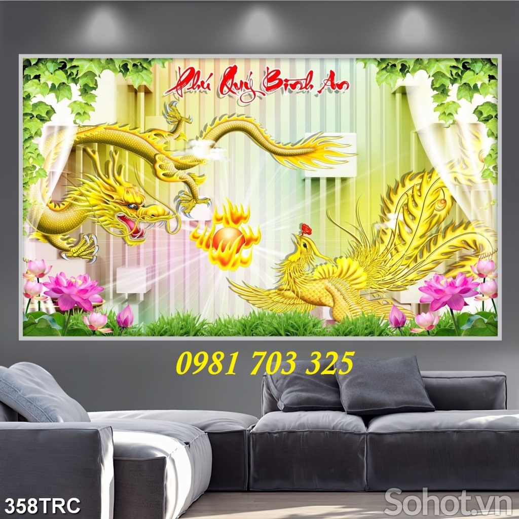 Gạch tranh 3D long phụng sum vầy