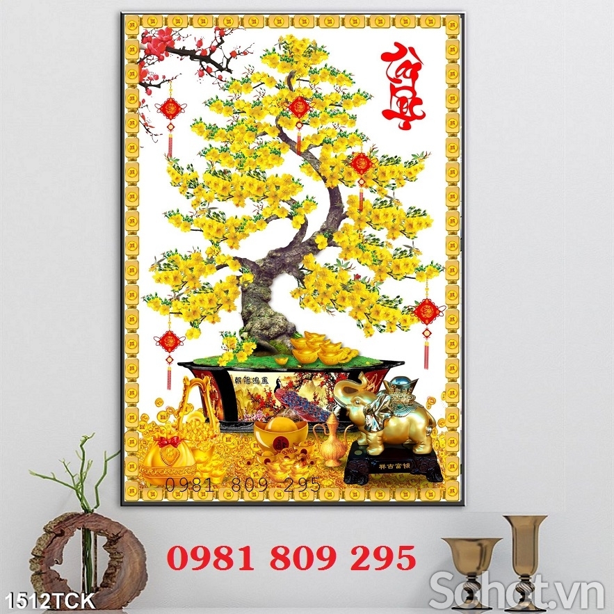 Tranh gạch hoa mai phúc lộc JP5699