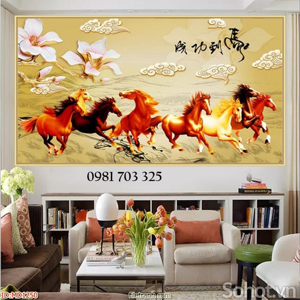 Gạch tranh phong thủy mã đáo thành công