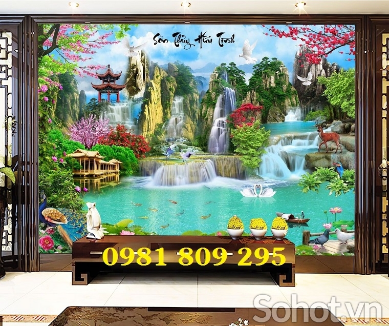 tranh gạch , gạch 3d ốp tường phòng khách