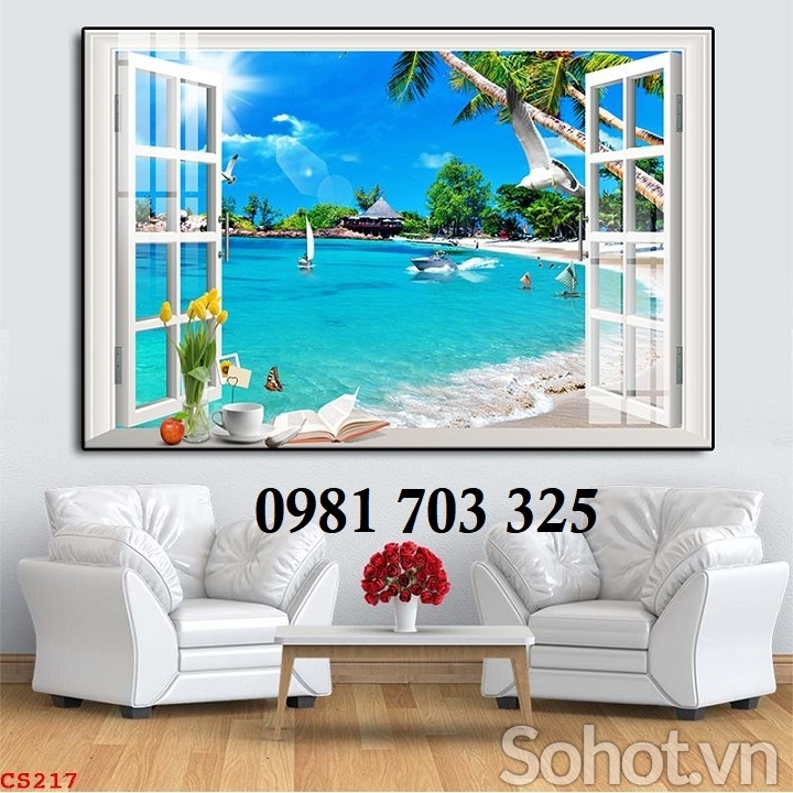 Gạch tranh cửa sổ 3D trang trí