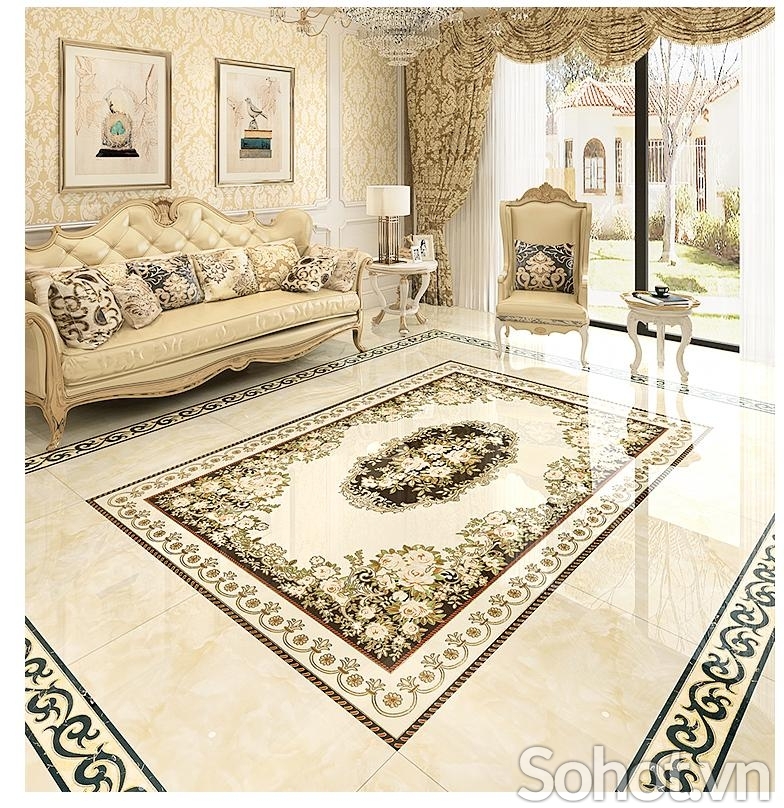 Gạch sàn 3D-Gạch trang trí phòng khách