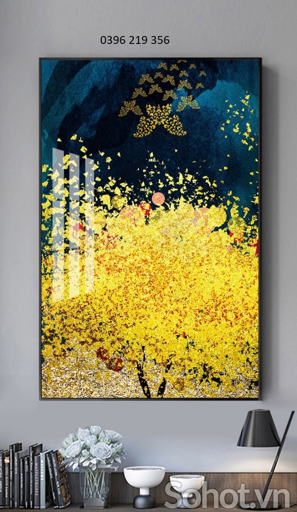 Tranh gạch men cây kim tiền phong thủy
