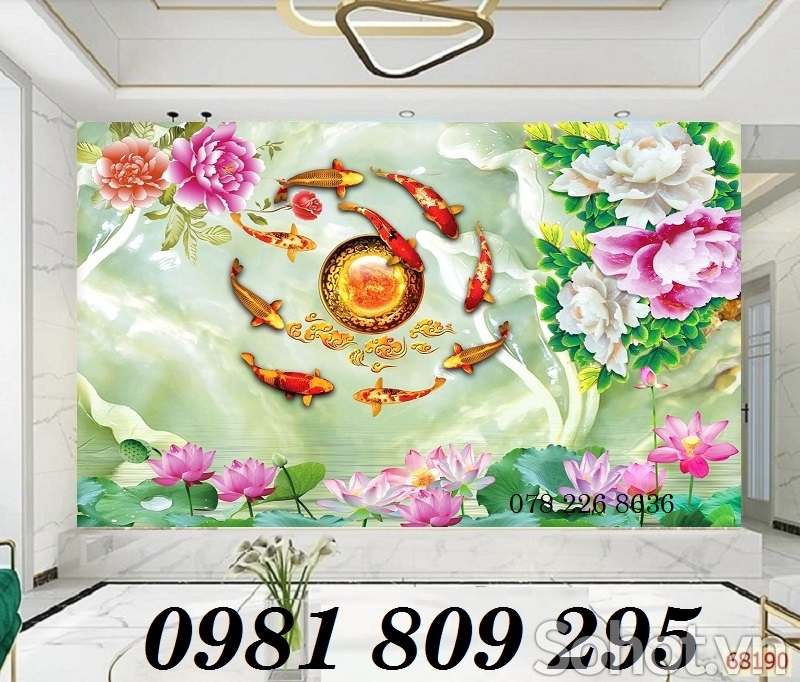 Gạch tranh 3d cá chép cao cấp