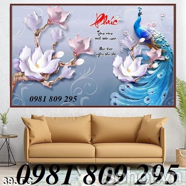 Gạch tranh con công trang trí JP8547