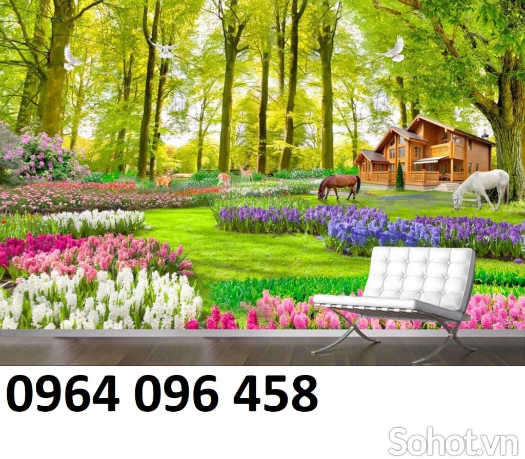 Tranh 3d - tranh gạch 3d vườn hoa - 433XP