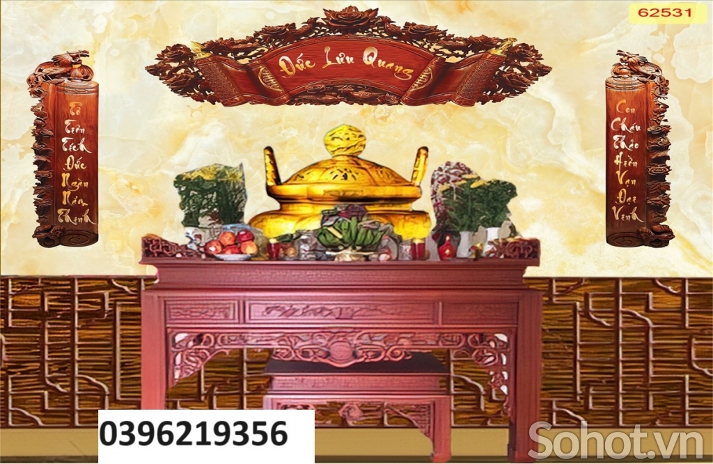 Gạch 3D đẹp trang trí phòng thờ