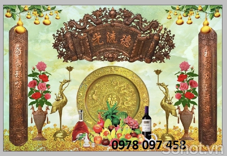 Tranh câu đối phòng thờ gia tiên