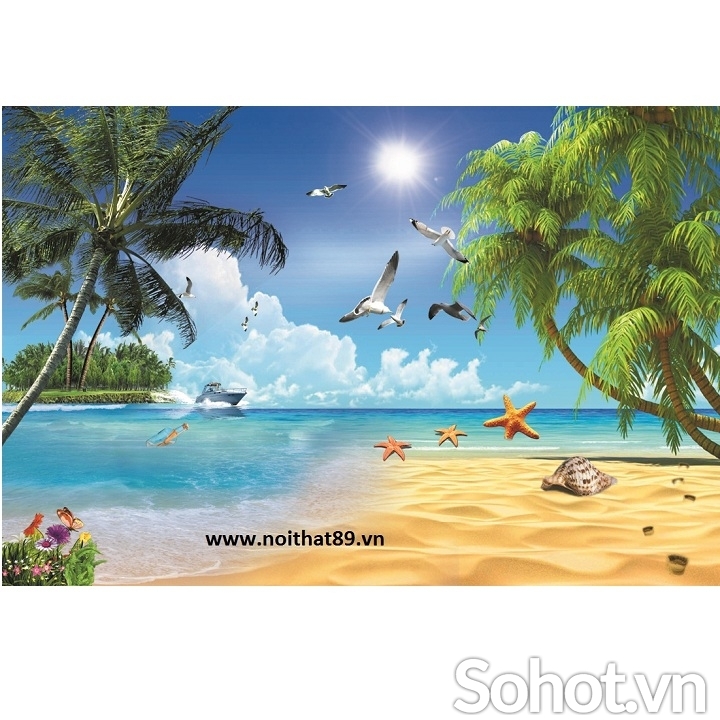 Tranh phong cảnh-Tranh gạch 3D bãi biển - Hà Nội 