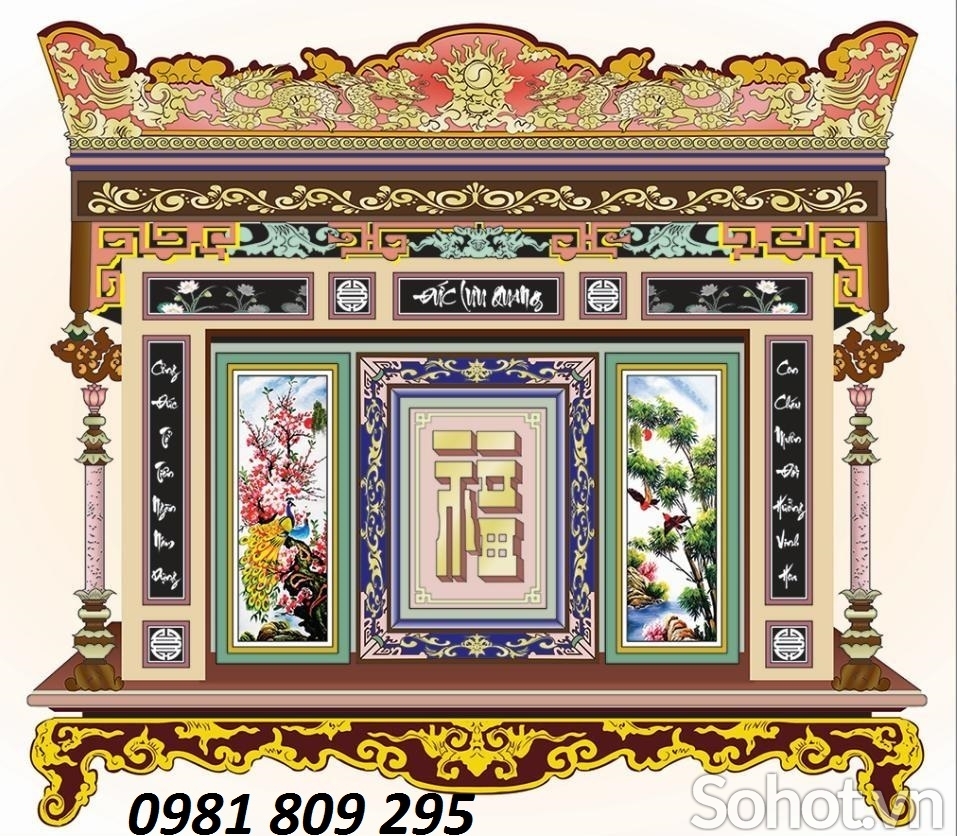 Tranh gạch ốp tường phòng thờ