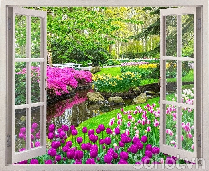 tranh 3d cửa sổ - tranh gạch 3d - DNM87