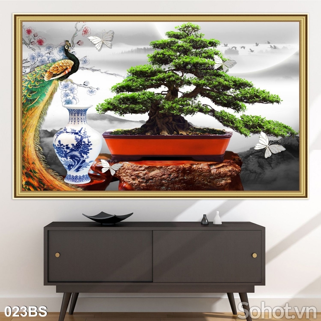 Gạch tranh cây cảnh bonsai