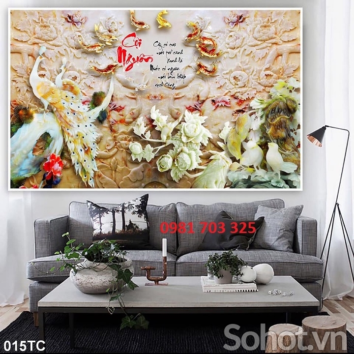 Tranh gạch trang trí phòng khách-tranh 3D