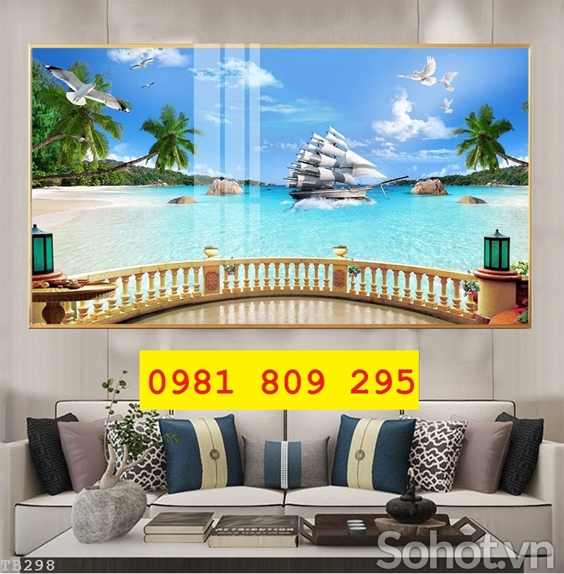 Tranh gạch thuyền buồm cao cấp