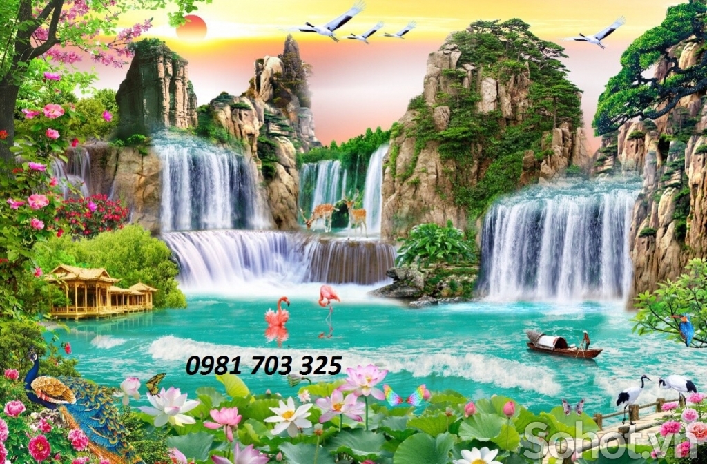 Gạch tranh sơn thủy hữu tình