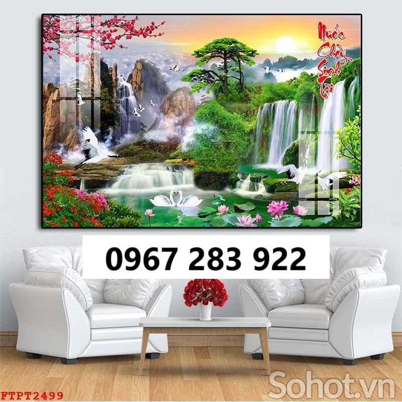 Tranh gạch thác nước 3d phong thủy